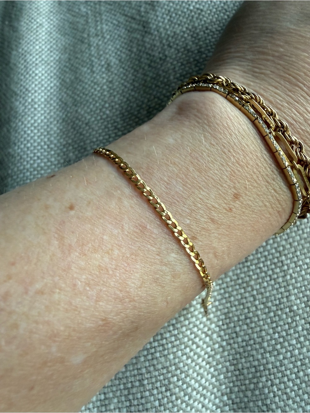 Vintage 18k Yellow Gold Curb Link Chain Bracelet 6.5” with extra links add 7/8”